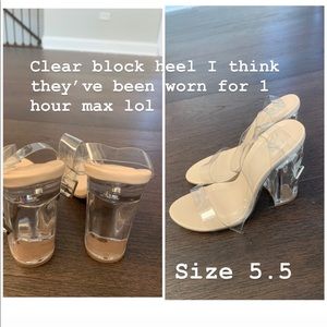 Clear block heel